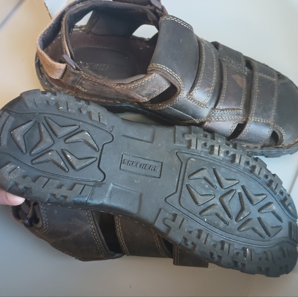 Skechers Mens Fisherman Sandals Size 11 Brown Chunky Leather Closed Toe Y2K 90s - Picture 2 of 10